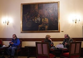 El cuadro de jazz que cuelga en el Bar Grill del Hotel Carlton.