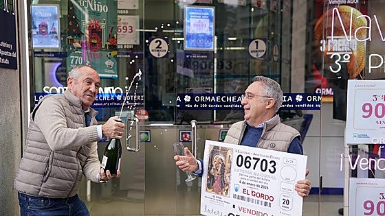 Alegría y champán en Ormaechea gracias al 06703: «Hemos empezado muy bien el año»