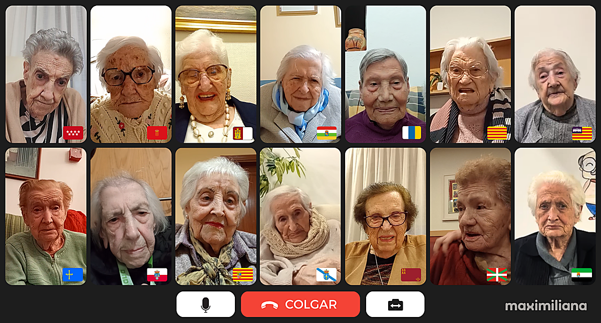 Las 17 participantes en la videoconferencia más longeva del mundo.