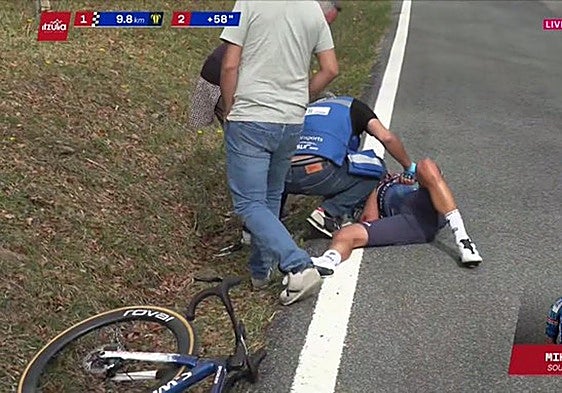 Landa abandona la Itzulia para recuperarse de su dura caída con el coche médico