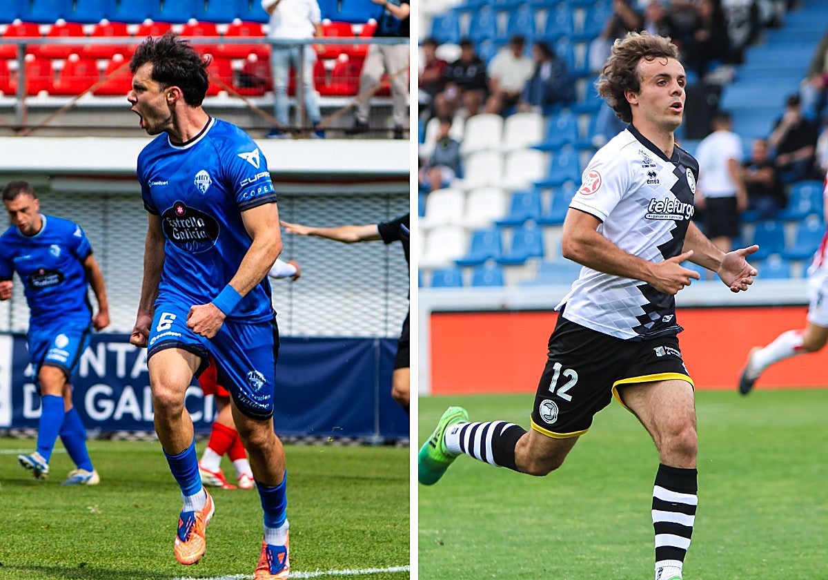 Nacho Castillo, a la izquierda, con el Ourense CF y Juan Artola, a la derecha, con Unionistas.