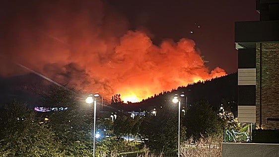 Extinguido el incendio que se había reavivado en una zona boscosa de Derio cercana al aeropuerto