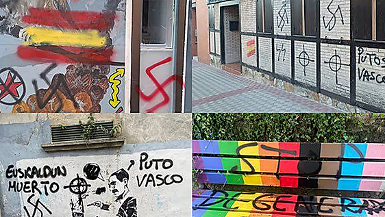 EH Bildu denuncia la aparición de pintadas amenazantes con simbología nazi en varios pueblos de Navarra