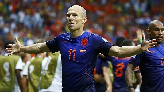 Robben celebra un gol. 