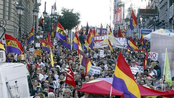 Manifestación en el centro de Madrid a principios de junio