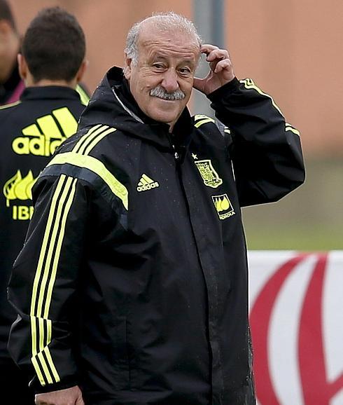 Del Bosque, durante un entrenamiento. 