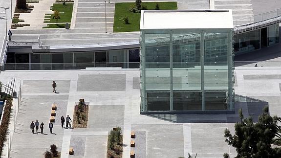 Vista del cubo donde se instalará el Pompidou en Málaga.