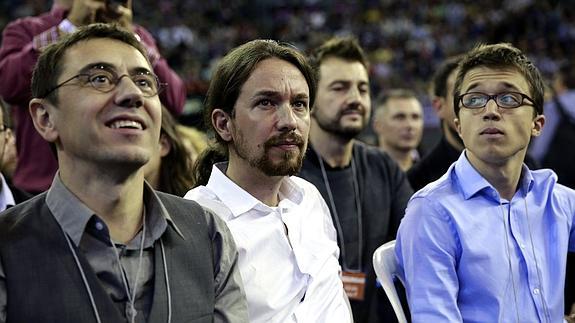 Monedero, Iglesias y Errejón, ayer.