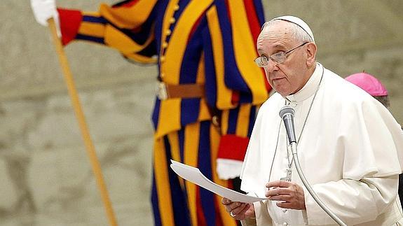 El papa Francisco, durante su discurso a varias cooperativas italianas. 