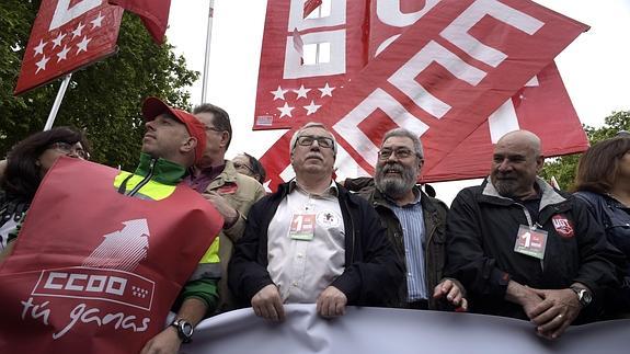 Toxo y Méndez, a la cabeza de la manifestación. 