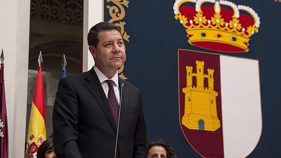 Emiliano García-Page, durante su toma de posesión como presidente de Castilla-La Mancha.