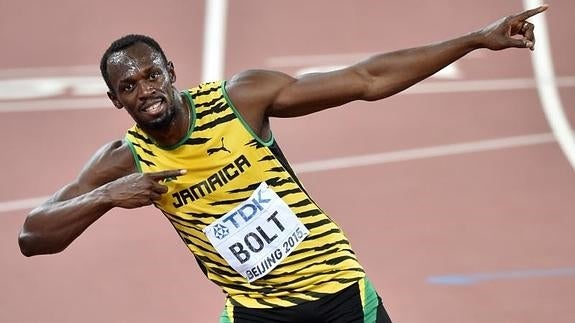 Usain Bolt celebra una de sus victorias durante el pasado Mundial. 