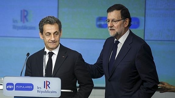 Sarkozy y Rajoy, durante una rueda de prensa en Madrid. 