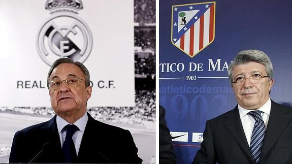 Florentino Pérez y Enrique Cerezo, presidentes del Real Madrid y del Atlético.