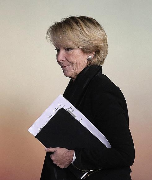 Esperanza Aguirre, a su llegada a la comparecencia. 