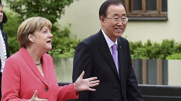 Angela Merkel y Ban Ki-moon.