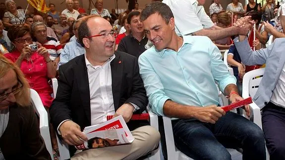 Miquel Iceta y Pedro Sánchez, en un acto en Tarragona.