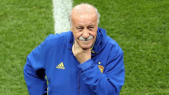 Vicente del Bosque, en el último entrenamiento.