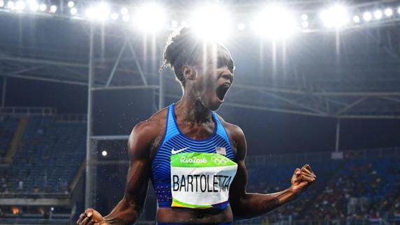 La estadounidense Tianna Bartoletta, campeona olímpica en longitud. 