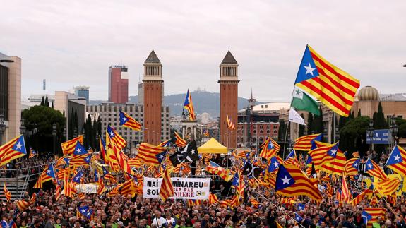 Manifestantes en Barcelona.