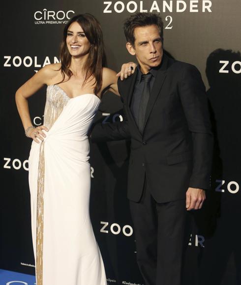 Penélope Cruz y Ben Stiller, en el preestreno de 'Zoolander 2'.
