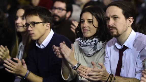 Íñigo Errejón, Irene Montero y Pablo Iglesias.