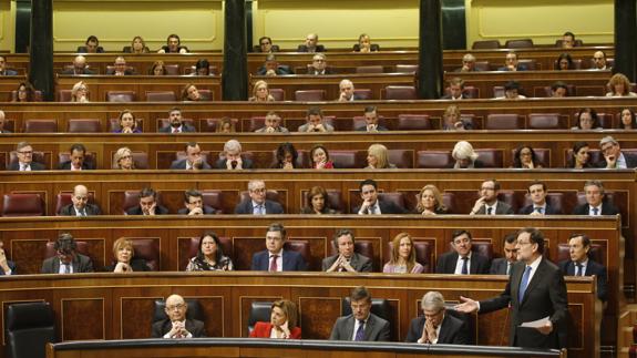 El presidente del Gobierno, Mariano Rajoy, durante una de sus intervenciones en el Congreso. 