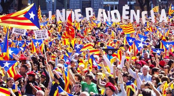 Manifestación a favor de la independencia en Cataluña.