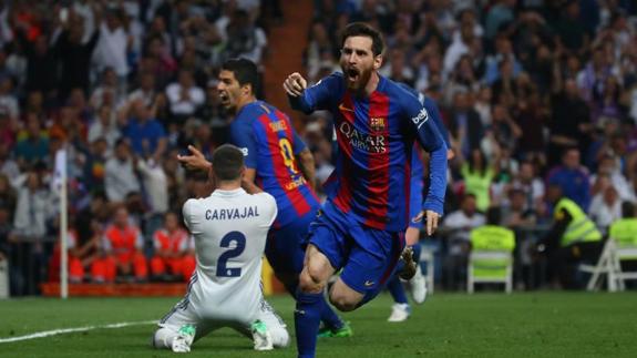 Leo Messi celebra el gol de la victoria. 