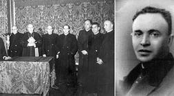 Tribunal Diocesano que promovió la beatificación de Pedro Asúa, a la derecha.