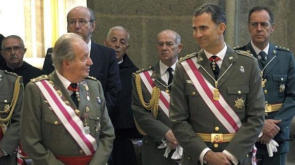 El Rey y el Príncipe, ayer en el Escorial.