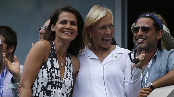 Martina Navratilova y Julia Lemigova en el Abierto de EEUU.