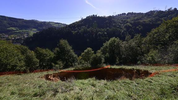 Imagen del hundimiento del terreno.