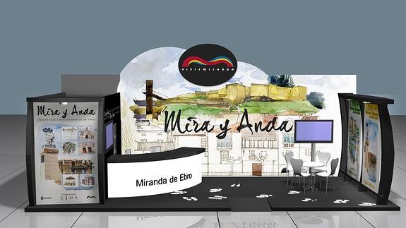 Simulación mediante infografía del expositor que tendrá Miranda en Intur. 