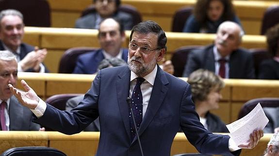 Rajoy, durante su intervención en el pleno del Senado.