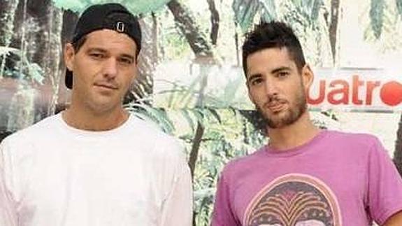 Frank Cuesta junto al fallecido Santi Trancho en la presentación de la segunda temporada de 'Frank de la Jungla'.