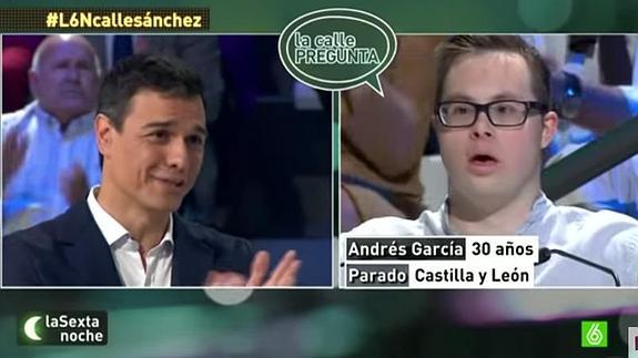 Pedro Sánchez y Andrés García durante el programa.
