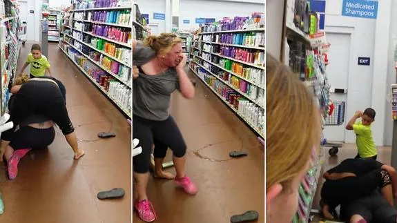 Brutal pelea de dos mujeres en un supermercado