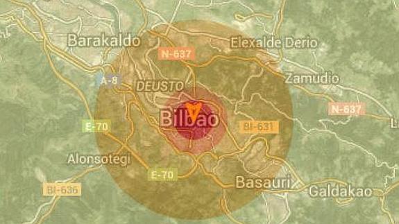 Los efectos de la bomba atómica en Bilbao, en un radio de 20 kilómetros