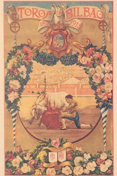 Cartel de la feria taurina de Bilbao de 1915.