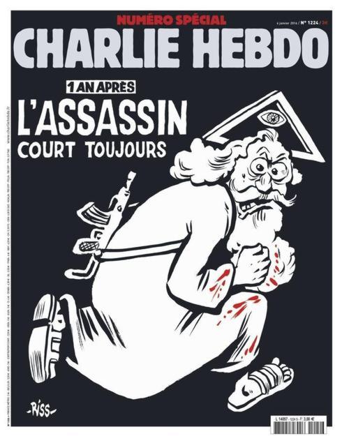 El titular de Charlie Hebdo: «Un año después, el asesino anda suelto». 