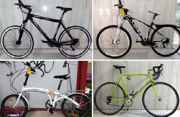 Cuatro de las 253 bicicletas en poder de la Policía Municipal. 