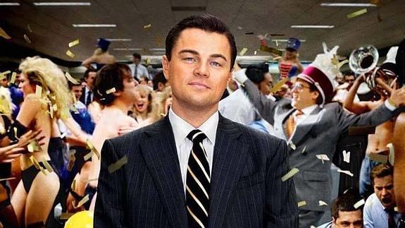 Leonardo di Caprio en el papel del especulador Jordan Belfort, en la película 'El lobo de Wall Street'.