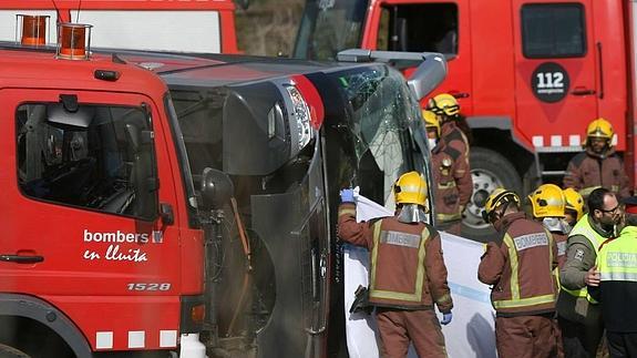 Imagen del accidente de autobún en Tarragona.