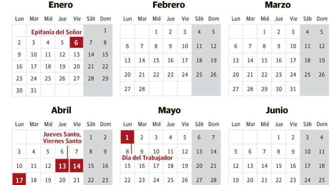Aluvión de puentes en el calendario laboral del próximo año