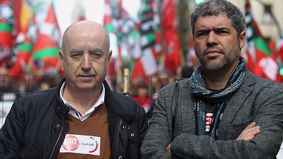 Los secretarios generales de los sindicatos UGT y CC OO en Euskadi, Raúl Arza y Unai Sordo.