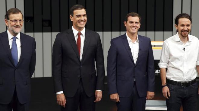 Los cuatro participantes en el debate electoral.