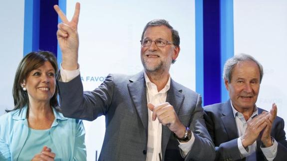 Mariano Rajoy, durante el mitin celebrado ayer en Lleida. 