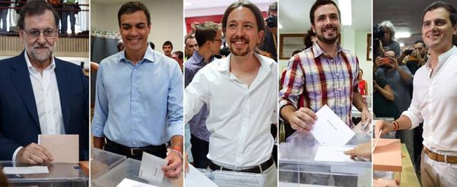 Rajoy, Sánchez, Iglesias, Garzón y Rivera ya han ejercido su derecho a voto.