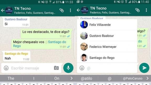 Así se mencionan a los miembros de los grupos de Whatsapp.